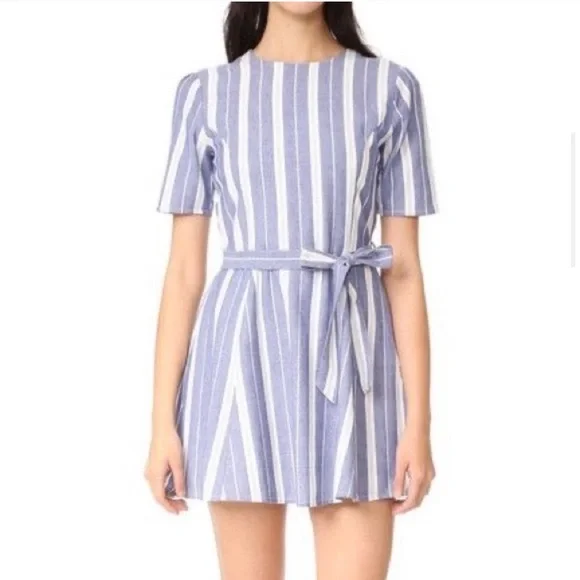 Tularosa Iris Blue & White Stripe Mini Wrap Dress - Picture 3 of 5